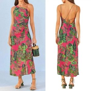 NWT Farm Rio Pink Leaves Midi dress XS